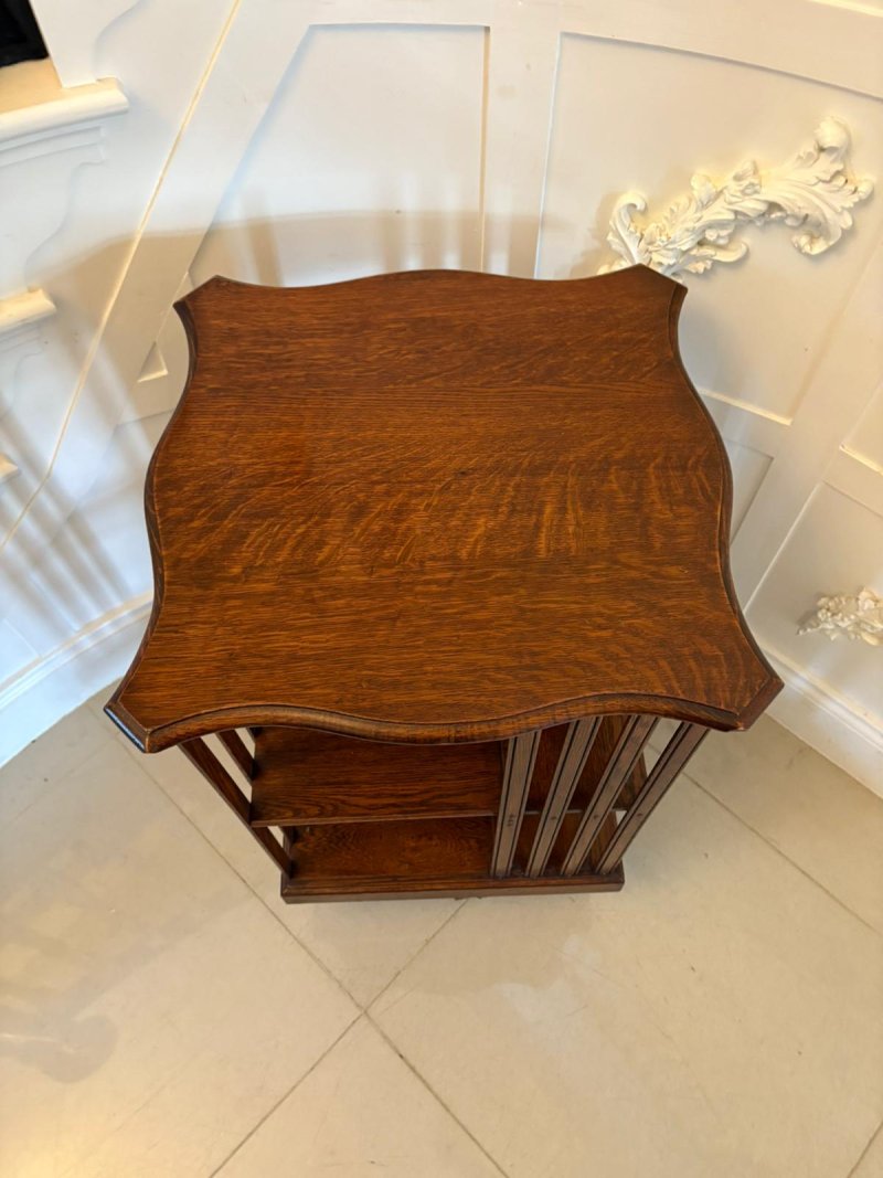 Antique Edwardian Oak Revolving Bookcase - Image 4